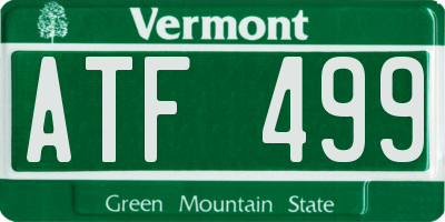 VT license plate ATF499
