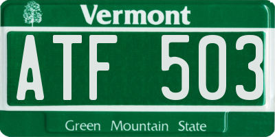 VT license plate ATF503