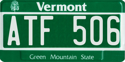 VT license plate ATF506