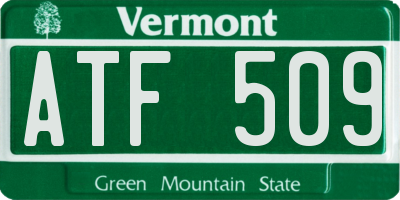 VT license plate ATF509