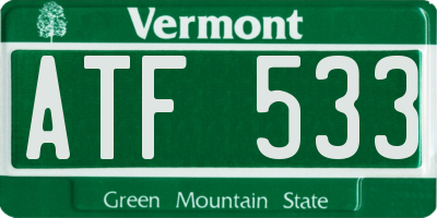VT license plate ATF533