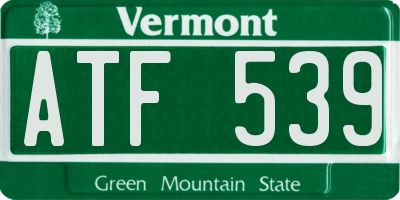 VT license plate ATF539