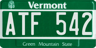 VT license plate ATF542