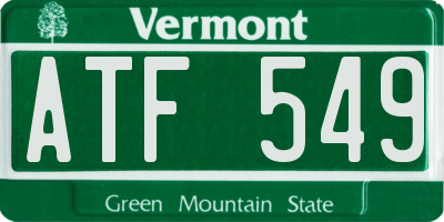 VT license plate ATF549