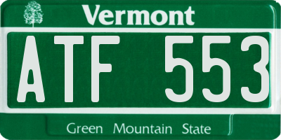 VT license plate ATF553