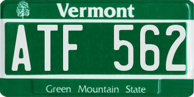 VT license plate ATF562