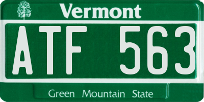 VT license plate ATF563