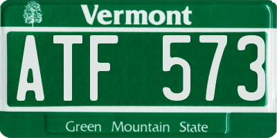 VT license plate ATF573