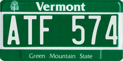 VT license plate ATF574