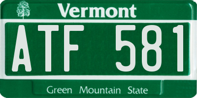 VT license plate ATF581