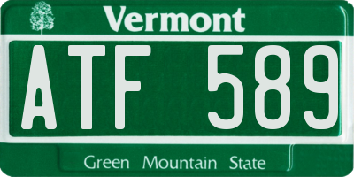 VT license plate ATF589