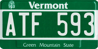 VT license plate ATF593