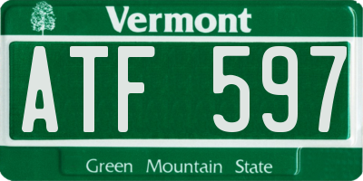 VT license plate ATF597