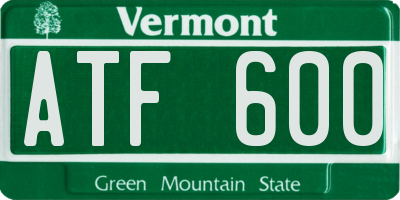 VT license plate ATF600