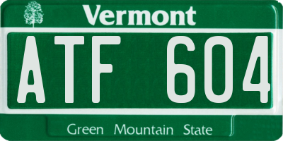 VT license plate ATF604