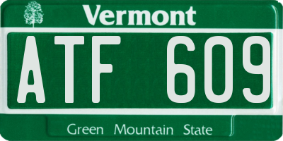 VT license plate ATF609