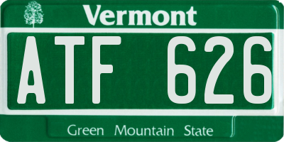 VT license plate ATF626