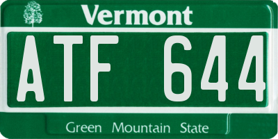 VT license plate ATF644