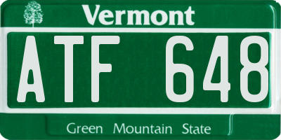 VT license plate ATF648
