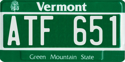 VT license plate ATF651