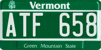 VT license plate ATF658