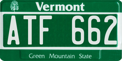 VT license plate ATF662