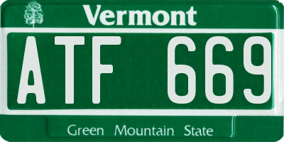 VT license plate ATF669