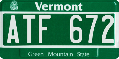 VT license plate ATF672