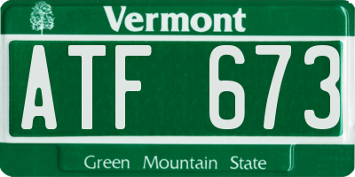 VT license plate ATF673