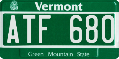 VT license plate ATF680