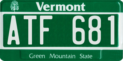 VT license plate ATF681