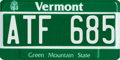 VT license plate ATF685
