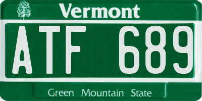 VT license plate ATF689