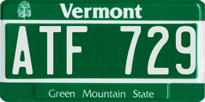 VT license plate ATF729