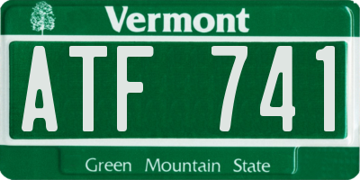 VT license plate ATF741