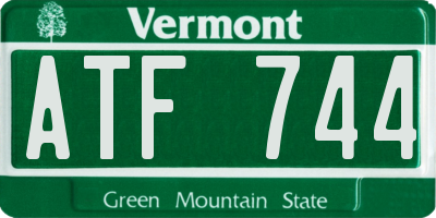 VT license plate ATF744