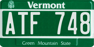 VT license plate ATF748