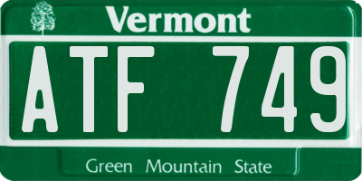 VT license plate ATF749