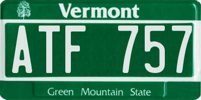 VT license plate ATF757