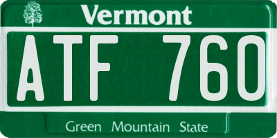 VT license plate ATF760