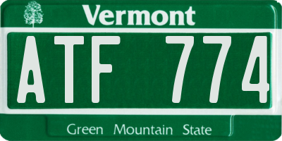 VT license plate ATF774