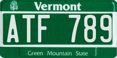 VT license plate ATF789