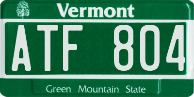 VT license plate ATF804