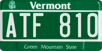 VT license plate ATF810
