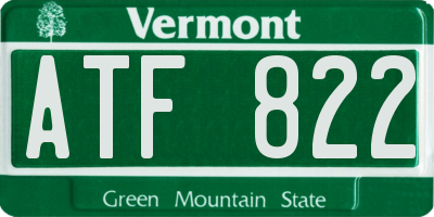 VT license plate ATF822