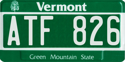 VT license plate ATF826
