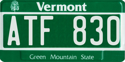 VT license plate ATF830