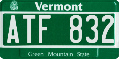 VT license plate ATF832