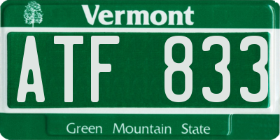 VT license plate ATF833