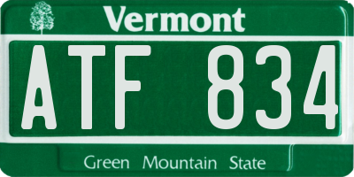 VT license plate ATF834